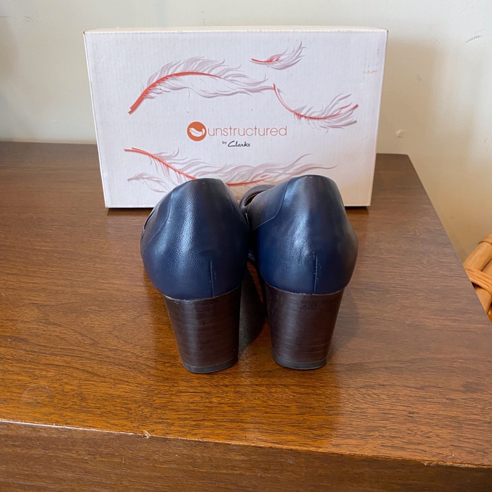 Unstructured By Clarks Un Cosmo Step Navy Leather… - image 4